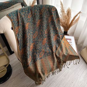 Scialle 2025 nuovo lusso in Cashmere Cashmere donna etnico Paisley nappa Jacquard sciarpa calda per l'autunno Hijab grande frangia pronta per la spedizione - Product Image 6