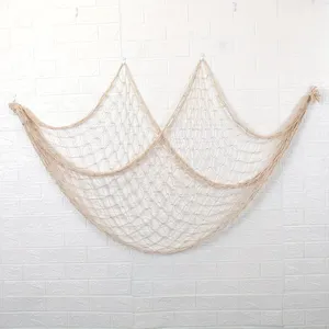 Décoration murale en <span class=keywords><strong>filet</strong></span> <span class=keywords><strong>de</strong></span> <span class=keywords><strong>pêche</strong></span> naturel avec coquillages, thème plage, pour fête, chambre familiale - Product Image 4