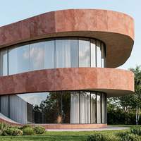 Panneaux muraux en marbre courbés modernes, revêtement extérieur imperméable pour façade de maison