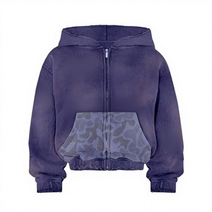 Sudadera con capucha rosa extragrande con cremallera, logo de marca con pedrería, mangas desgastadas, forro polar, unisex, invierno, 100% algodón - Product Image 4