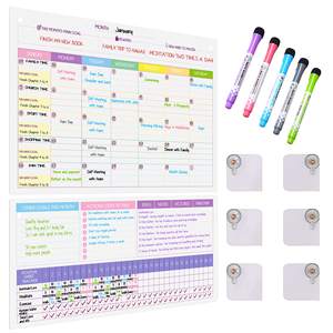 Planificateurs de suivi des habitudes de la famille, adultes et enfants, planificateurs, Journal et tableau d'objectifs, soins personnels, calendrier magnétique effaçable à sec, tableau blanc - Product Image 2