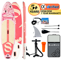 Planche à pagaie gonflable Flamingo de 11' pour femmes, SUP extra large et stable de 33 pouces, épaisseur de 6 pouces, kit de planche à pagaie rose avec motifs