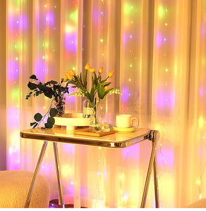 Guirlande de rideau de fenêtre USB Power 3x3m blanc chaud LED Festoon Lights avec télécommande Star Style <span class=keywords><strong>pour</strong></span> la décoration extérieure du Nouvel An et de Noël - Product Image 6