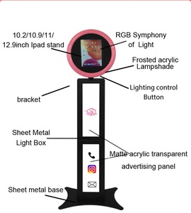 Cabina de Fotos Portátil con Anillo de Luz LED 3D de 10.9 y 12.9 Pulgadas, Personalizable, para Bodas y Fiestas, con Impresora - Product Image 2
