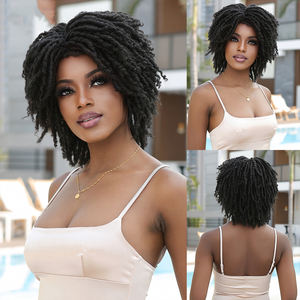 Pelucas Sintéticas Negras Cortas Trenzadas, Cabello <span class=keywords><strong>Afro</strong></span> Rizado, Pelucas de Estilo Bob con Rizos <span class=keywords><strong>para</strong></span> Mujeres y <span class=keywords><strong>Hombres</strong></span> Negros, Peluca <span class=keywords><strong>para</strong></span> Uso Diario y Fiestas, Resistente al Calor - Product Image 3