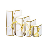 Boîte cadeau en carton blanc avec impression du logo du client, pour mariage, anniversaire, emballage cadeau en papier recyclé avec ruban
