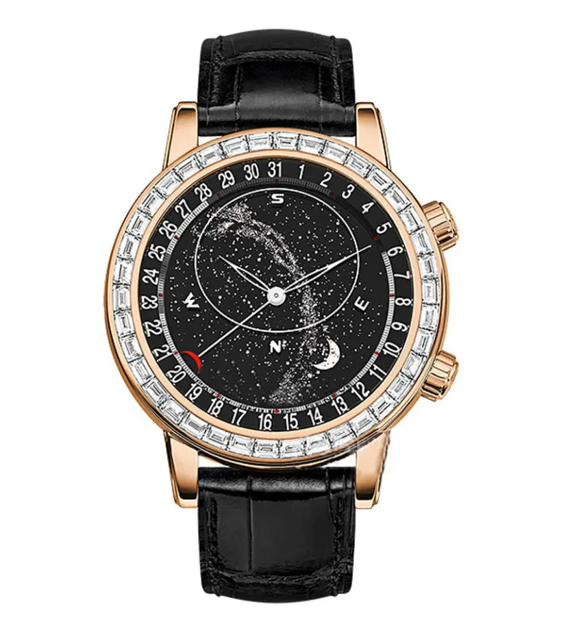 PP Grand Complication Moon Phase Moissanite Watch 2824 Movement 316L Mechanical Hollow Out Watches Fine Jewelry Reloj