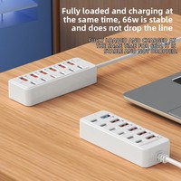 Hub d'extension PVC 12 ports (6 USB, 6 Type-C) 66W PD, station d'accueil pour charge et transmission de données vers prise de chargeur de batterie externe