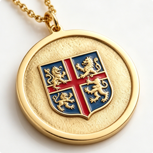 Médaille en alliage de zinc plaqué or avec design de blason en émail dur, souvenir patriotique circulaire artisanal - Product Image 4