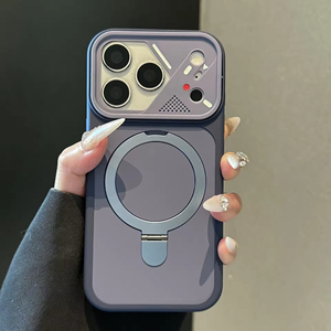 Nouvelle coque de téléphone magnétique avec support pliable intégré pour iPhone 13/14/15/16/17 Pro Max, compatible avec la recharge sans fil, finition givrée - Product Image 6