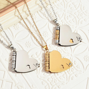 Collar de Clavícula con Colgantes de Libro en Blanco Grabados con Láser, Regalo DIY <span class=keywords><strong>para</strong></span> el Dí<span class=keywords><strong>a</strong></span> de San Valentín, Collar de Corazón Conmemorativo <span class=keywords><strong>para</strong></span> Parejas, Tendencia Amor - Product Image 2