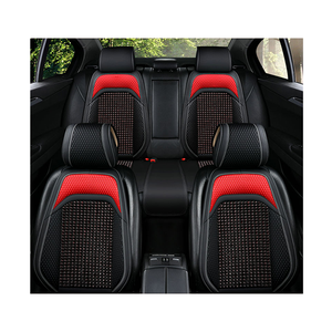 Xiangta noir et <span class=keywords><strong>bleu</strong></span> cuir Pu 5D coussin de siège de voiture universel ensemble complet perles en bois housse de siège de voiture pour Hyundai Accent - Product Image 1