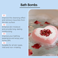 VIARELINE Herbal Rose Heart Bath Salt Bubble Balls Plant Extract Essence Cleanses Pores Gently Hydrates and Nourishes