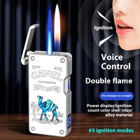 Vente en gros de briquet en métal à détection intelligente personnalisable coupe-vent double commande vocale multi-mode coque de couleur d'allumage