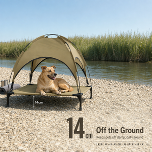 Morning Camp Elevated Pet <b>Bed</b> with <b>Canopy</b> Waterproof Portable Outdoor Cat Cot Raised Sleeping Deck 14cm Foldable Breathable - Product Image 5