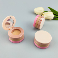 Coffret cosmétique, Palette d'ombres à paupières ronde vide, couleur unique, ovale, Transparent, paillettes bleues, fard à joues, étui en poudre ample