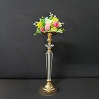 Supports à fleurs en acrylique pour mariage, décorations de table de style européen, arrangements pour lieux de réception, vases, fleurs dorées et argentées, modèle D71 Chine