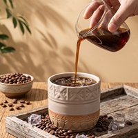 Tasse à expresso en céramique grès, mug créatif pour latte art, cylindrique, couleur unie, pour café glacé domestique, article cadeau, style vintage