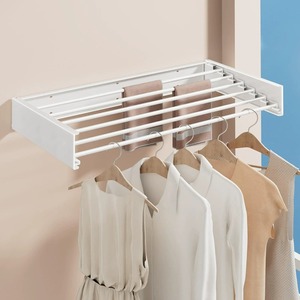 Folding <b>Clothes</b> <b>Drying</b> <b>Rack</b> Wall Mounted 100cm Expandable <b>Foldable</b> Bathroom Indoor Use - Product Image 2