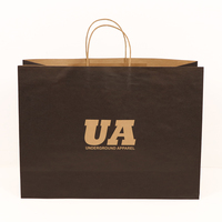 Sacs en papier kraft brun personnalisés à prix abordables pour l'emballage de vêtements avec impression noire
