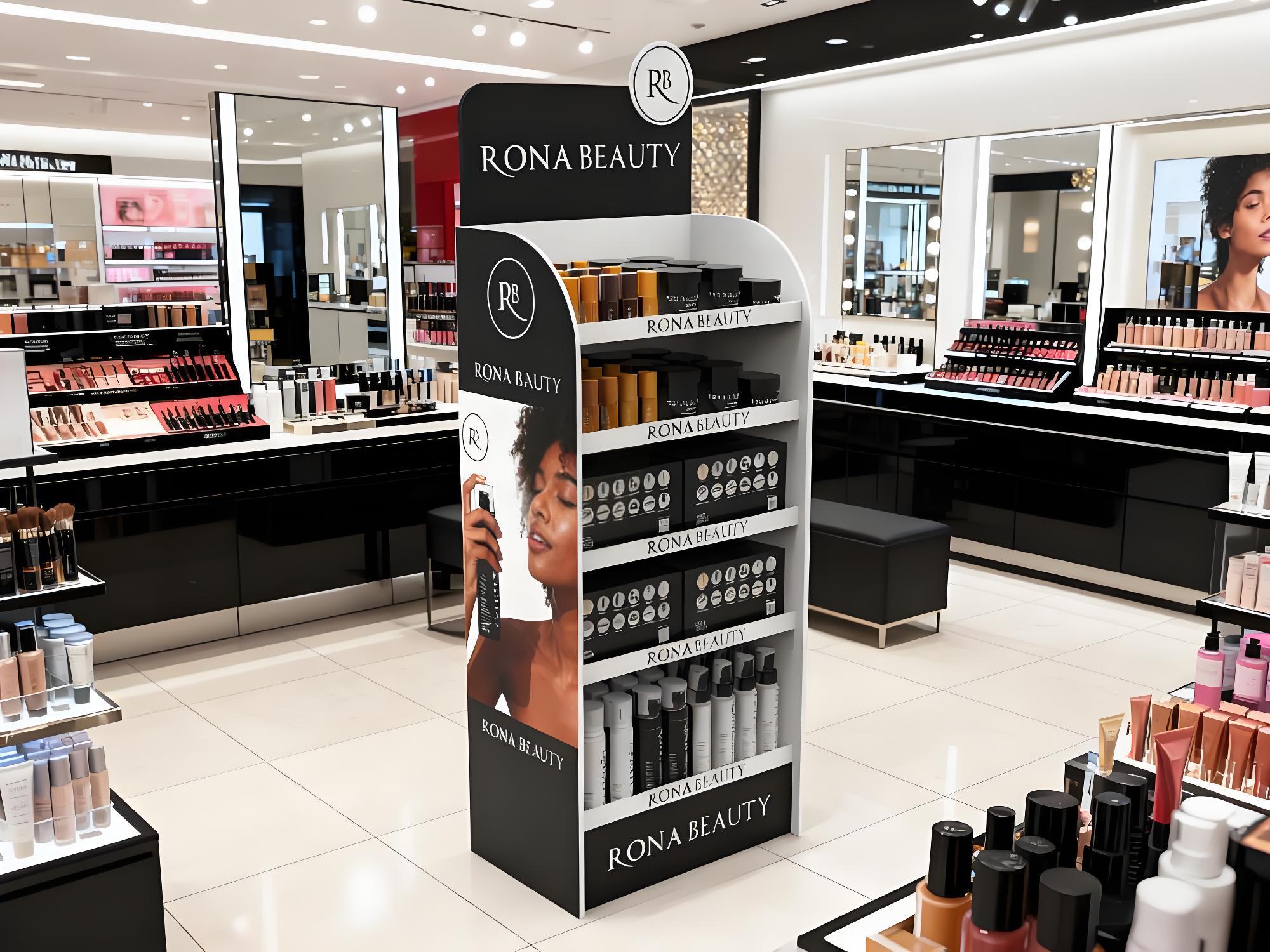 Apache Custom Single-Sided PVC Display Stand for Skincare Products Shelves for Cosmetic Stores for Beauty Retail Shops — view 3