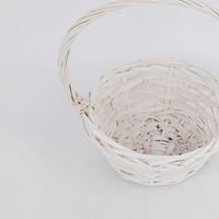 Panier miniature en osier blanc fabriqué en usine, panier en saule naturel tissé à la main pour l'arrangement floral, la décoration de Pâques et de mariage