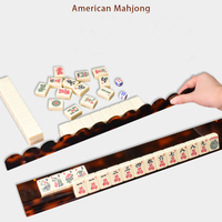Supports de Mahjong Américain Magnétiques 2-en-1 en Acrylique de Luxe de Haute Qualité avec Poussoirs pour 4 Joueurs, Bordure Ondulée, Motif Coquille Bleue