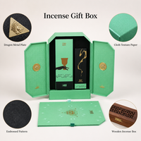 Boîte cadeau d'encens octogonale personnalisée en papier texturé avec plaque de dragon en feuille d'or OEM
