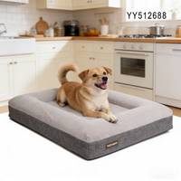 YANGYANGPET Lit pour chien en tissu de lin synthétique moderne, velours, mousse douce, luxe, mode, hiver, carton
