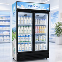 Réfrigérateur commercial vertical pour boissons, refroidissement par air, congélateur sans givre avec contrôle numérique de la température