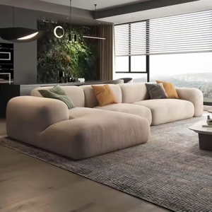 Villa Contemporáneo Pareja Sofá Moderno Lujo Terciopelo Arco 2 plazas Loveseat Sofá con cojines suaves - Product Image 3