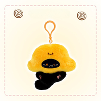 Porte-clés en peluche Chat Noir, figurine de chat à tête de fruit 'moche-mignon' avec breloque en peluche patte brodée, mini pendentif anti-stress, vente en gros