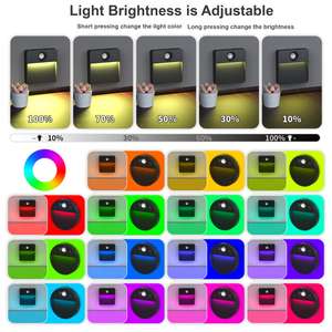 RGB wiederauf ladbare LED-Treppe Nachtlicht Dimmbare Touch-Steuerung Bewegungs sensor 750mAh Batterie Smart Home Modernes Treppen licht USB - Product Image 3