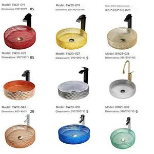 <span class=keywords><strong>Lavabo</strong></span> Redondo de <span class=keywords><strong>Cristal</strong></span> de Lujo Moderno, <span class=keywords><strong>Lavabo</strong></span> Artístico de <span class=keywords><strong>Cristal</strong></span> Templado con Diamantes de Colores y Desagüe para Uso en Baños de Hotel - Product Image 2