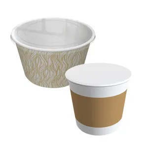 High Quality Custom Printing Personalized Disposable 16Oz, Takeaway Cappuccino Hot Drink Paper Coffee Bowls With Lids/