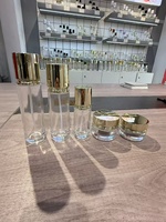 Ensemble de flacons cosmétiques de luxe en verre à prix d'usine avec bouchon doré – Bouteilles vides pour lotion, sérum et crème – Emballage cosmétique en verre