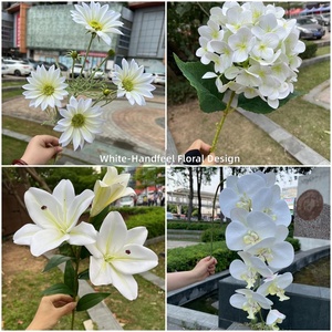 Flores Artificiales de Seda Blanca al por Mayor, Hortensias de Tallo Único Estilo Pagoda, Técnica de Tejido para Bodas - Product Image 2