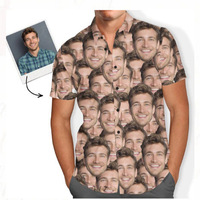 Chemise Hawaïenne Personnalisée avec Photo, Boutons, Manches Courtes, Tropicale, Amusante, Été, Anti-humidité, pour Hommes, Anniversaire