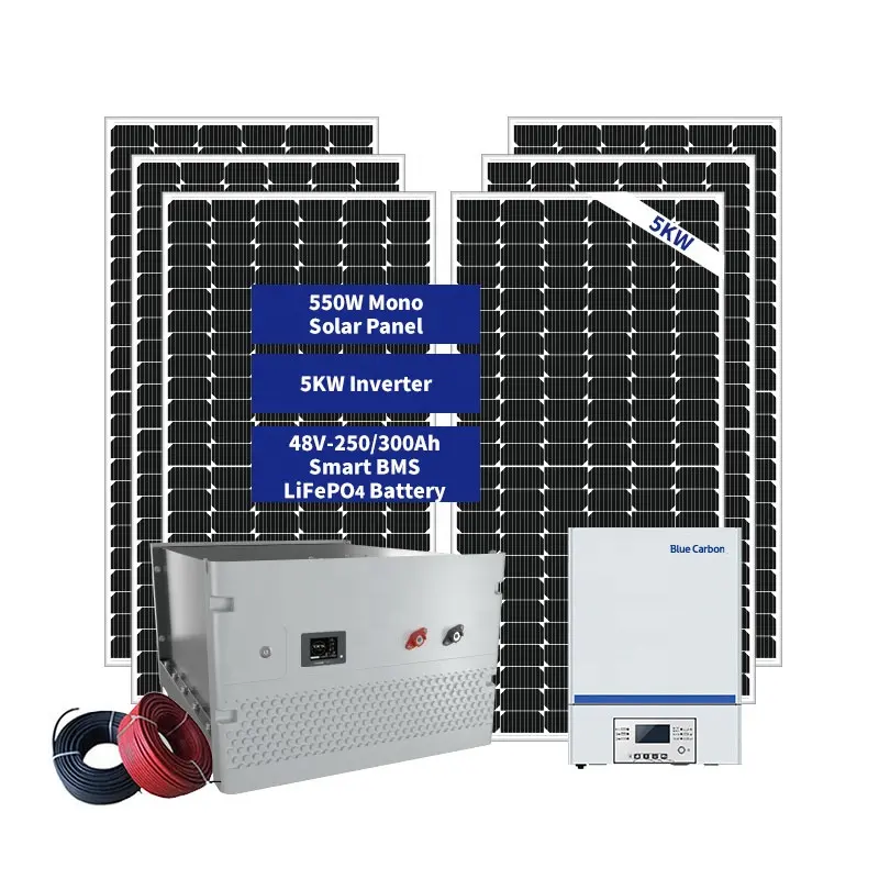 태양 가정 에너지 저장 시스템 태양 전지 lifepo4 6000 사이클 단독 전원 시스템 3kw 5kw