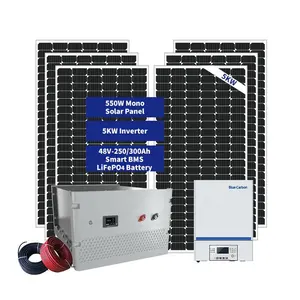 Système de stockage d'énergie solaire domestique batterie solaire lifepo4 6000 cycles système d'alimentation unique 3kw 5kw