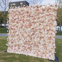 Mur de fleurs artificielles 5D personnalisé pour mariage, panneau floral rose, décoration de toile de fond pour événements et fêtes