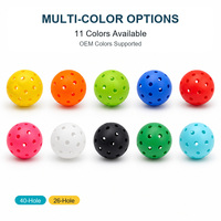 Ballon de pickleball personnalisé avec logo, 40 trous pour l'extérieur, 26 trous pour l'intérieur, ballon d'entraînement de qualité professionnelle, accessoire sportif durable, fabrication OEM