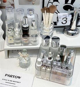 Hộp lưu trữ trong suốt chia công suất lớn <span class=keywords><strong>lidless</strong></span> Máy tính để bàn Bàn bàn trang điểm mặt nạ mỹ phẩm chăm sóc da tạp phẩm tổ chức - Product Image 3