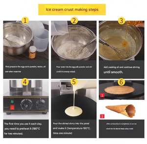 Machine à gaufres semi-automatique électrique commerciale pour cornets de crème glacée et rouleaux d'œufs - Product Image 6