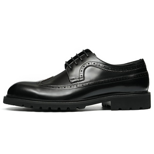 Chaussures en cuir pour hommes, de luxe, de haute qualité, à trois empiècements, fabriquées à la main, à lacets, Goodyear, style business décontracté, Oxfords formels gravés - Product Image 3
