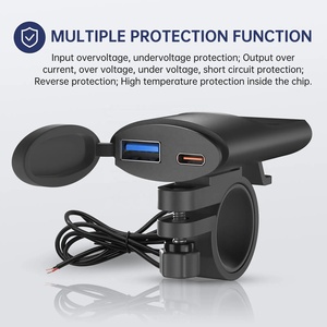 <span class=keywords><strong>Chargeur</strong></span> rapide étanche 12-24V QC3.0 double port USB-A+USB-C+Type-C pour guidon de <span class=keywords><strong>moto</strong></span> et téléphone portable - Product Image 4
