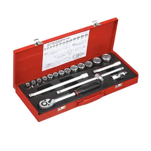 Chrome Vanadium 19 Pcs 1/2" Socket Wrench Tool Set For Auto Repairing