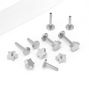 303 स्टेनलेस स्टील स्टार के आकार के कान स्टड m0.9/1.0 थ्रेडेड भेदी गहने व्यक्तिगत पंंक शैली इयररिंग्स - Product Image 2