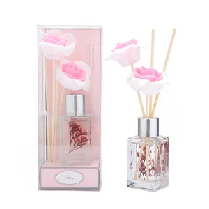 Розовые цветы, стеклянная бутылка на заказ, язычковые диффузоры, основа для жидкого ротанга, очки для ароматерапии, язычковый диффузор, ароматическое масло