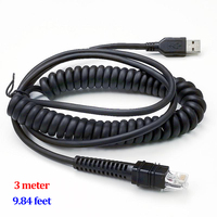 Câble de scanner de codes-barres en spirale SOTESIN 3m pour Zebra LI3608 LI3678 DS3608 DS3678 10P10C RJ45 vers USB